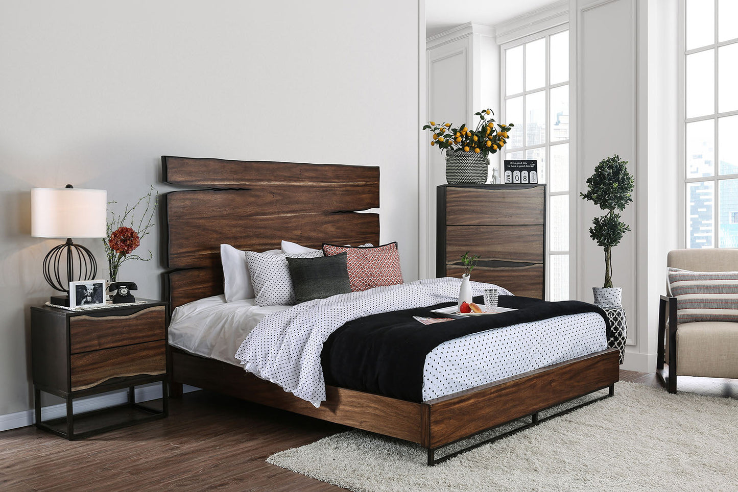 Fulton Dark Oak/Dark Walnut 4 Pc. Queen Bedroom Set - ATL FURNITURE