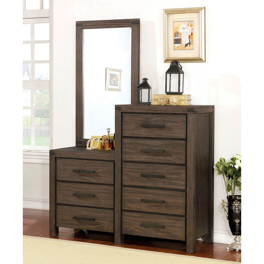 Rexburg Wire-Brushed Rustic Brown 8-Drawer Dresser Mirror - ATL FURNITURE