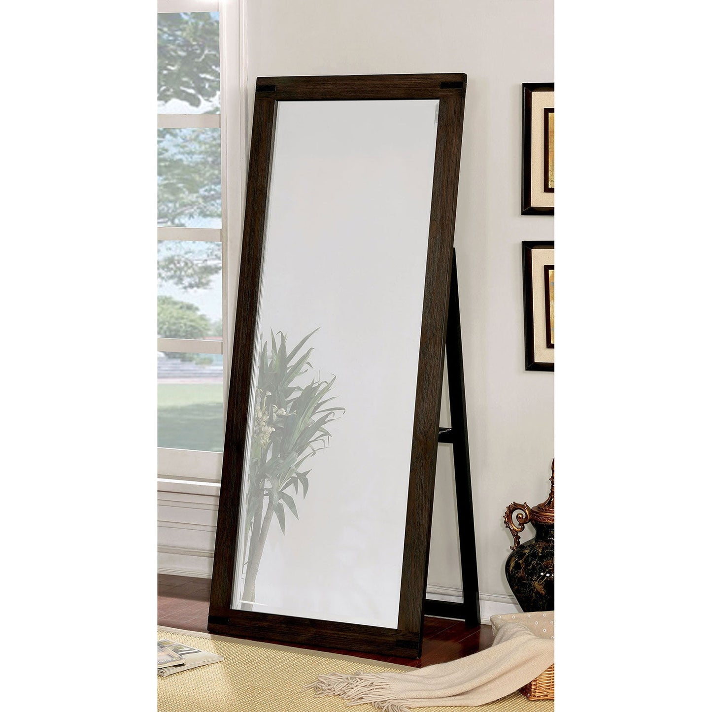 Rexburg Wire-Brushed Rustic Brown Standing Mirror - ATL FURNITURE