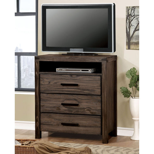 Rexburg Wire-Brushed Rustic Brown Media Chest - ATL FURNITURE