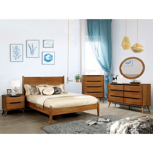 LENNART II Oak 4 Pc. Full Bedroom Set w/ Oval Mirror - ATL FURNITURE