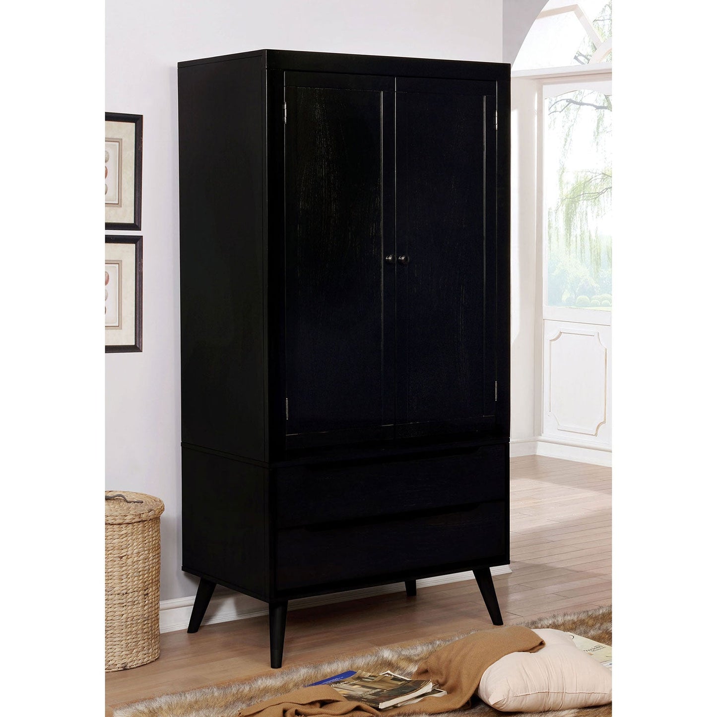 LENNART Black Armoire - ATL FURNITURE