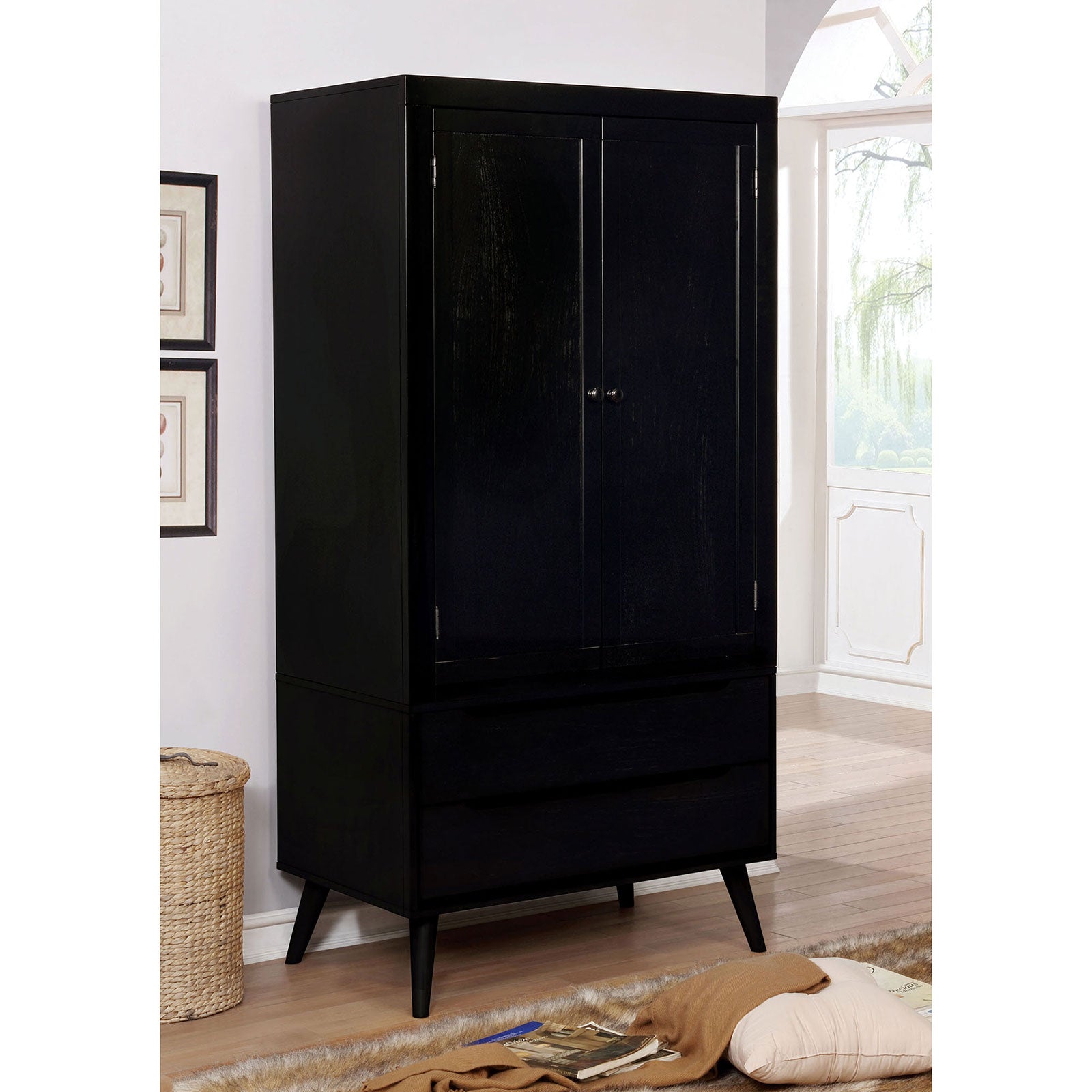 LENNART Black Armoire - ATL FURNITURE