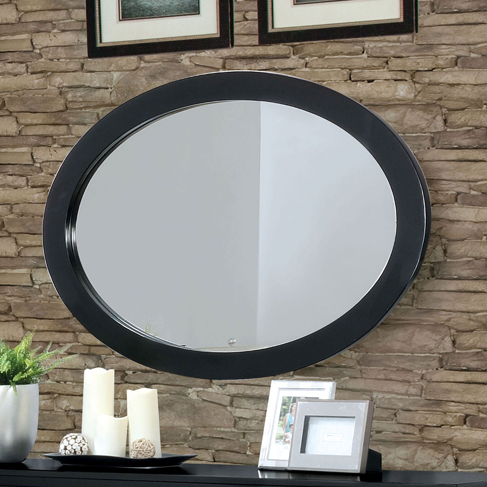 LENNART II Black Oval Mirror - ATL FURNITURE
