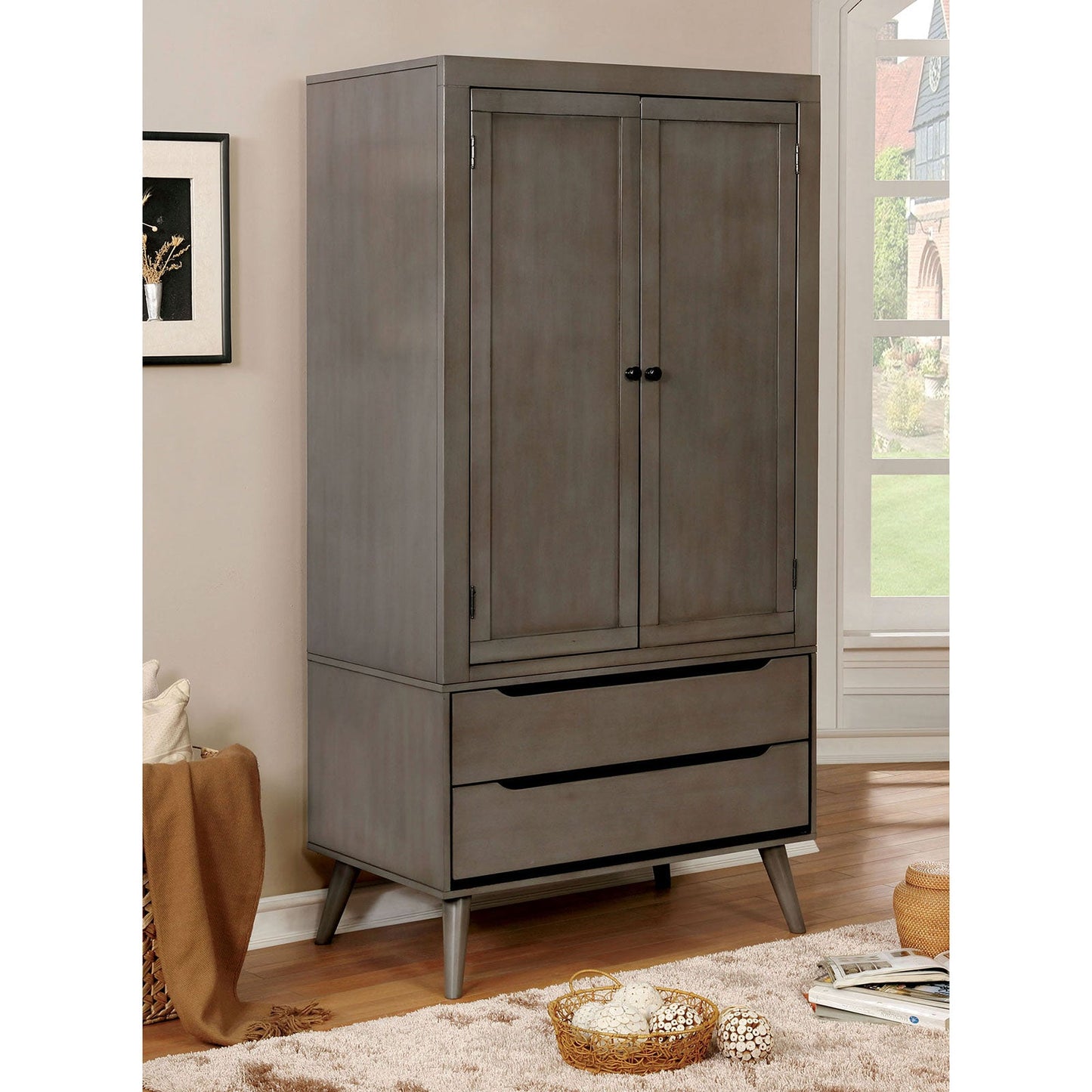 LENNART Gray Armoire - ATL FURNITURE