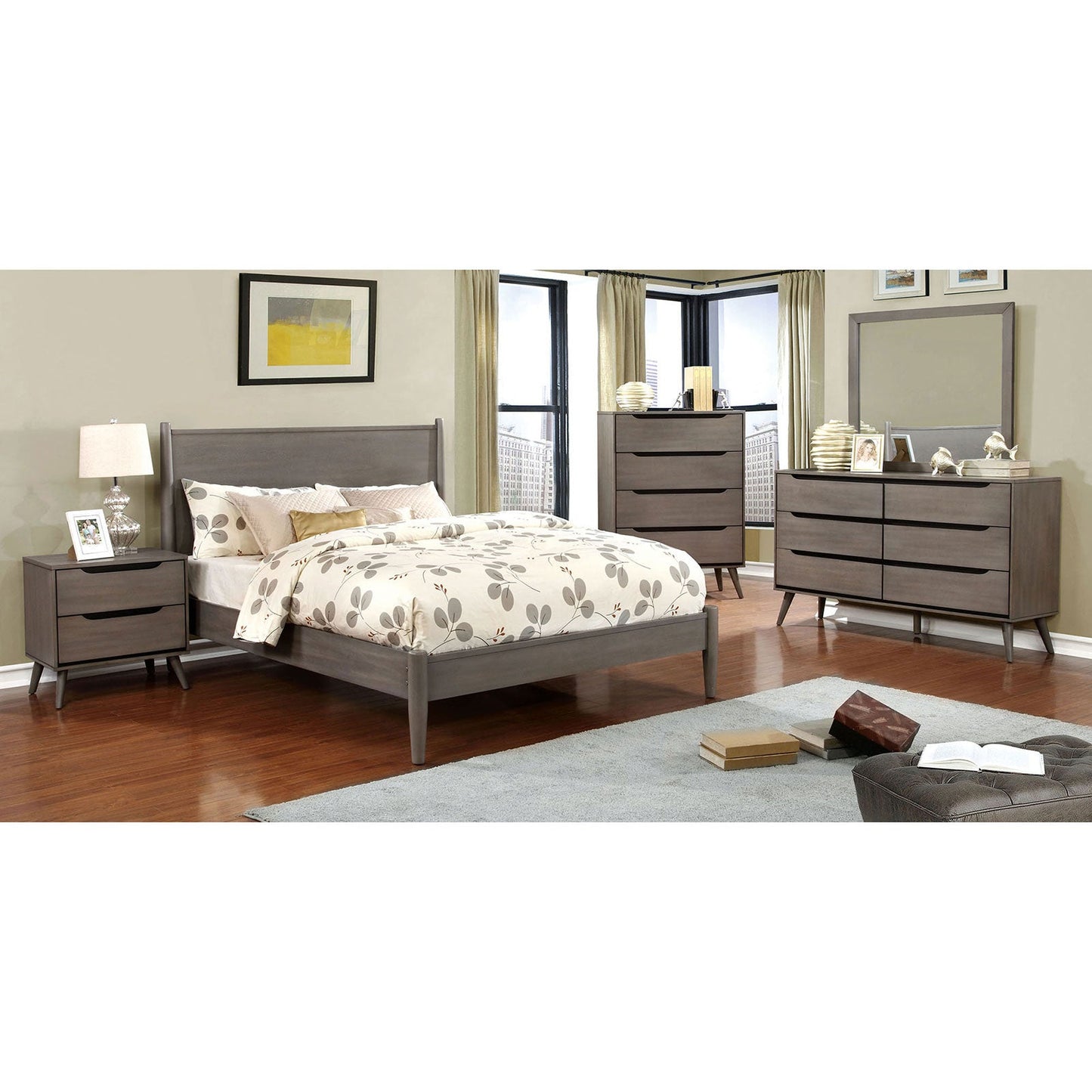 Lennart Gray 4 Pc. Queen Bedroom Set - ATL FURNITURE