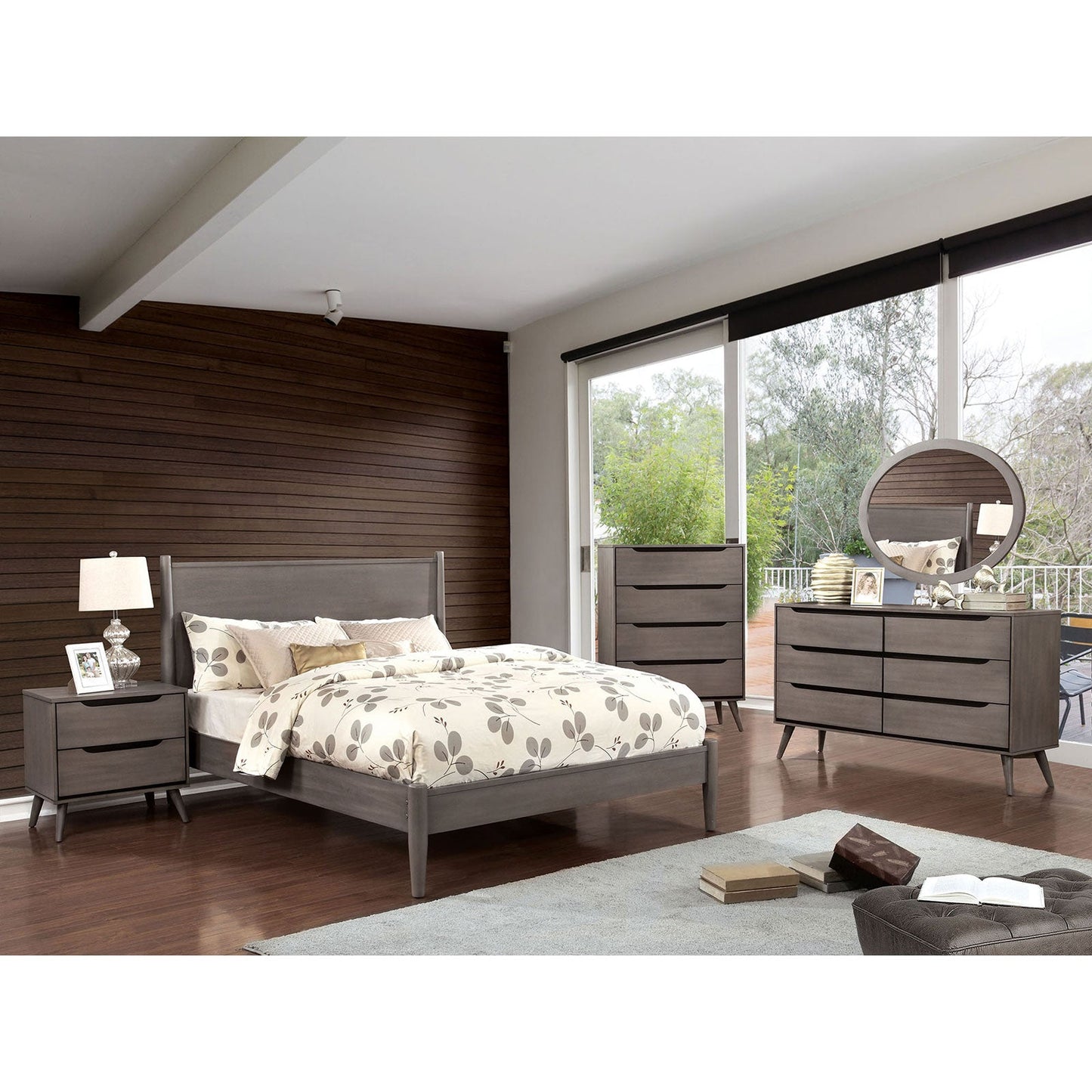 Lennart Gray 5 Pc. Queen Bedroom Set w/ 2NS - ATL FURNITURE