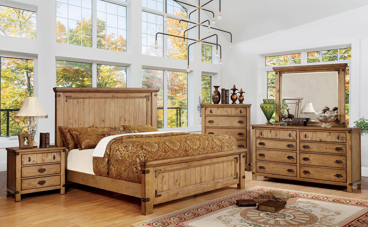 CARLSBAD Weathered Elm 5 Pc. Queen Bedroom Set w/ Chest - ATL FURNITURE