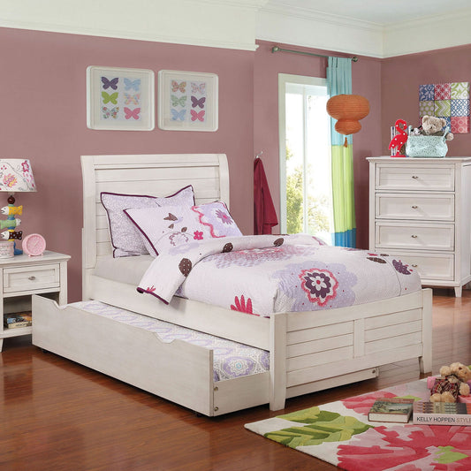 Brogan Antique White Twin Bed - ATL FURNITURE