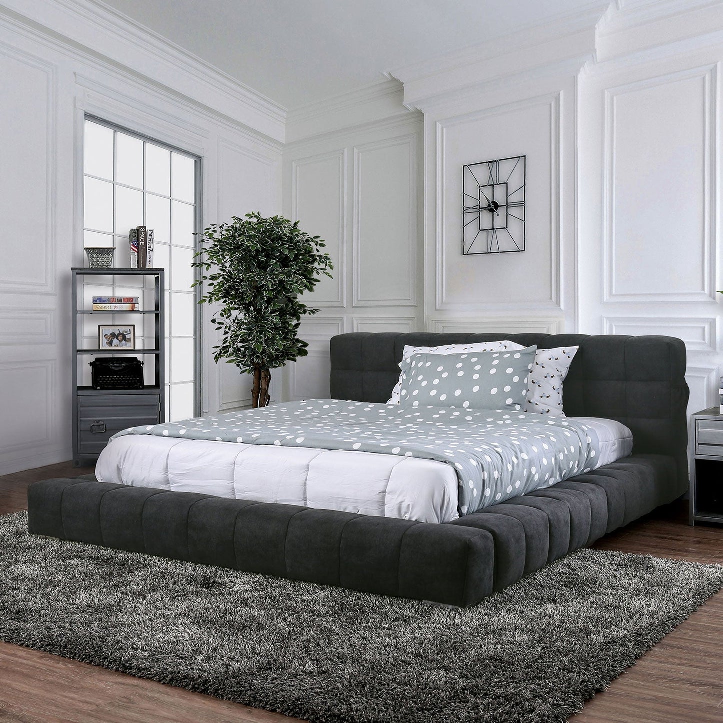 Wolsey Dark Gray E.King Bed - ATL FURNITURE