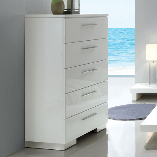 Christie Glossy White Chest - ATL FURNITURE