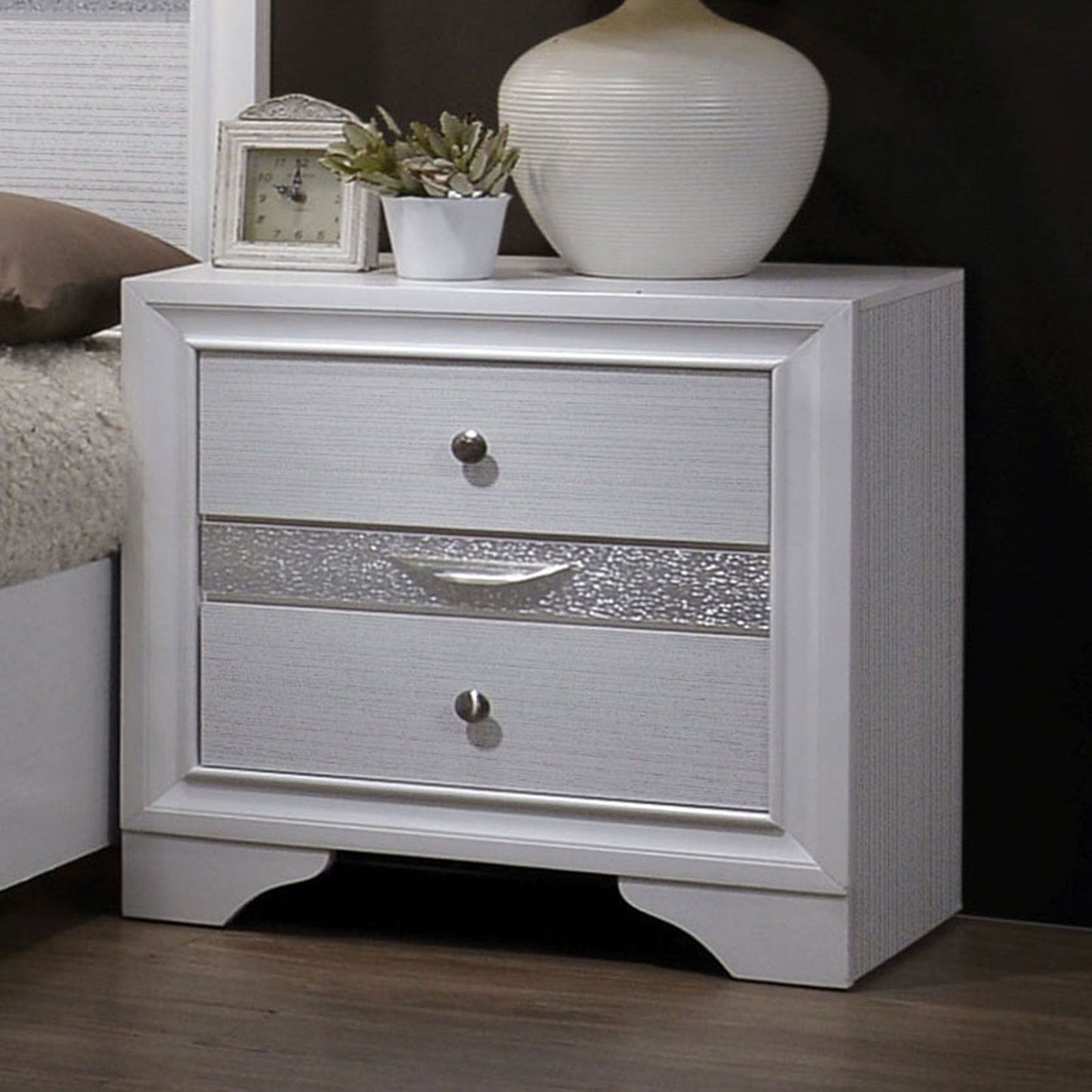 Chrissy White Night Stand - ATL FURNITURE