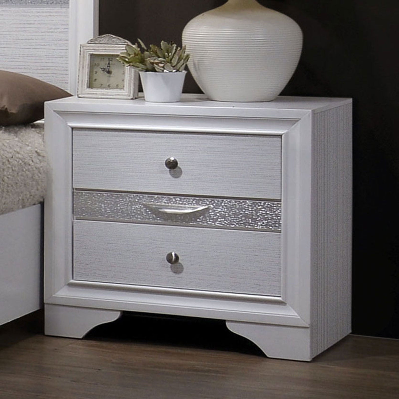 Chrissy White Night Stand - ATL FURNITURE