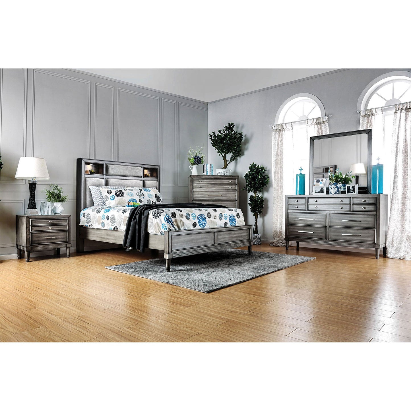 DAPHNE Gray 4 Pc. Queen Bedroom Set - ATL FURNITURE