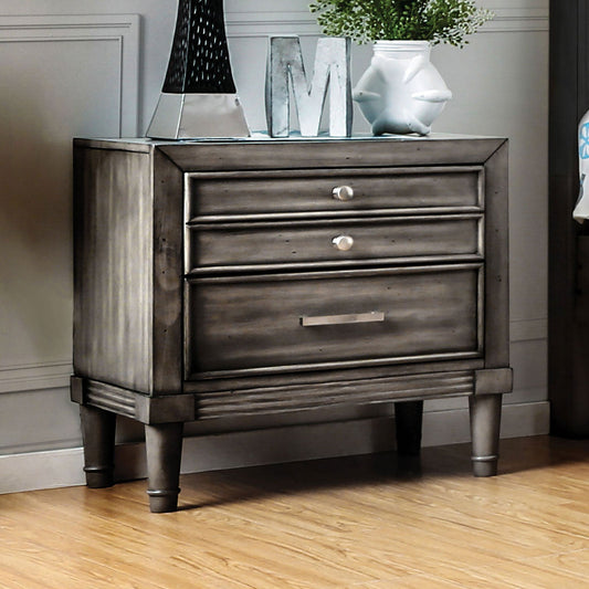 DAPHNE Gray Night Stand - ATL FURNITURE