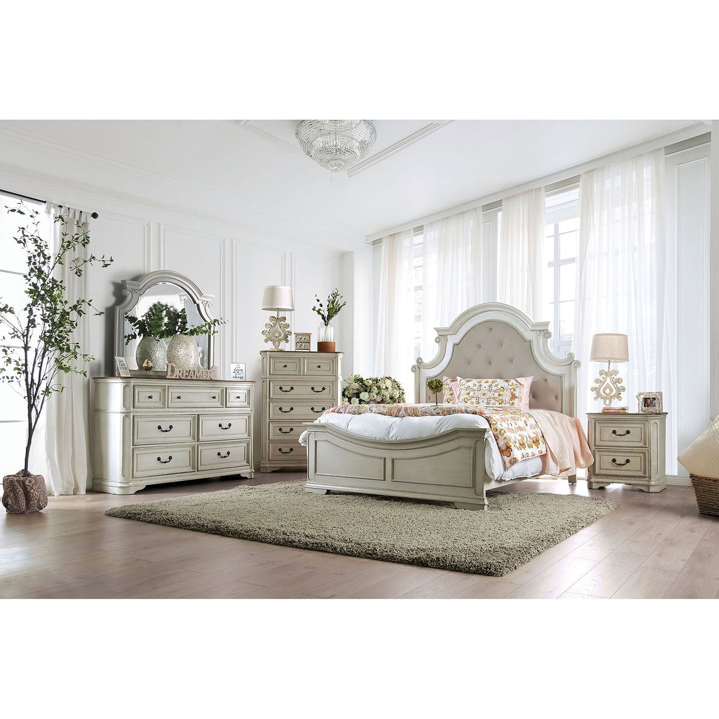 Pembroke Antique Whitewash 4 Pc. Queen Bedroom Set - ATL FURNITURE