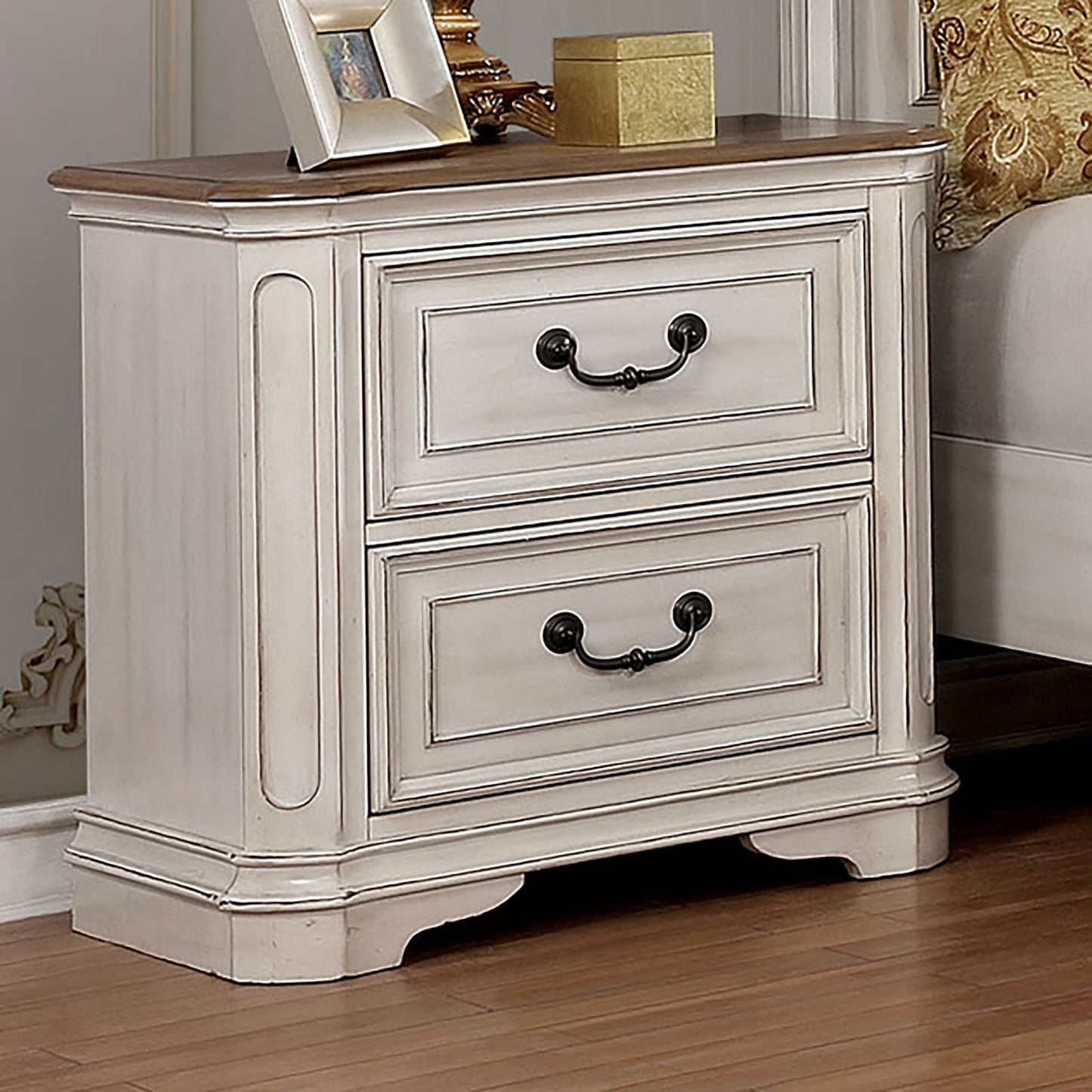 Pembroke Antique Whitewash Night Stand - ATL FURNITURE