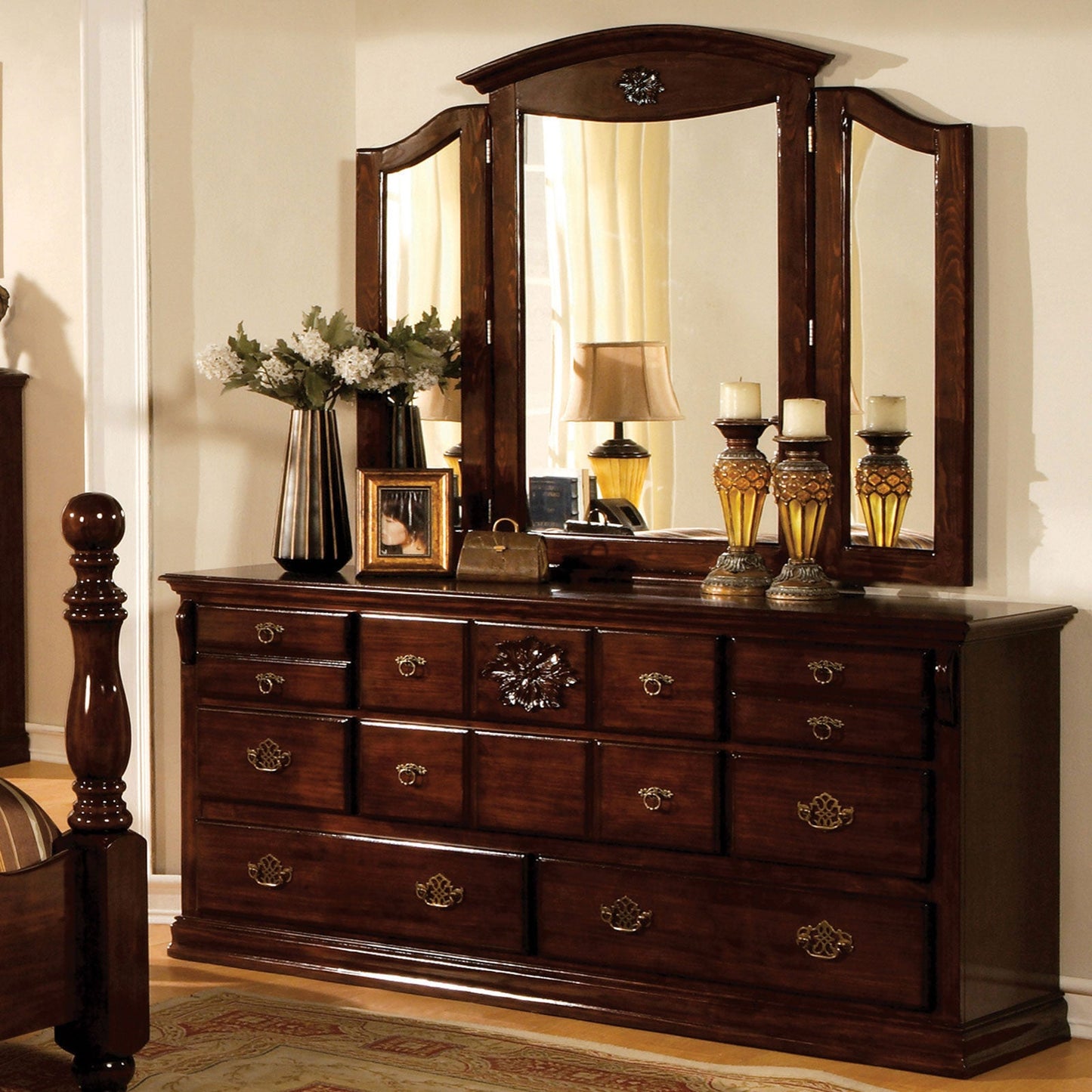 Tuscan II Glossy Dark Pine Dresser - ATL FURNITURE