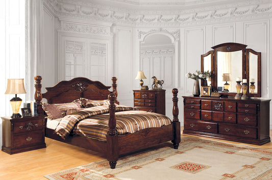 Tuscan II Glossy Dark Pine 4 Pc. Queen Bedroom Set - ATL FURNITURE