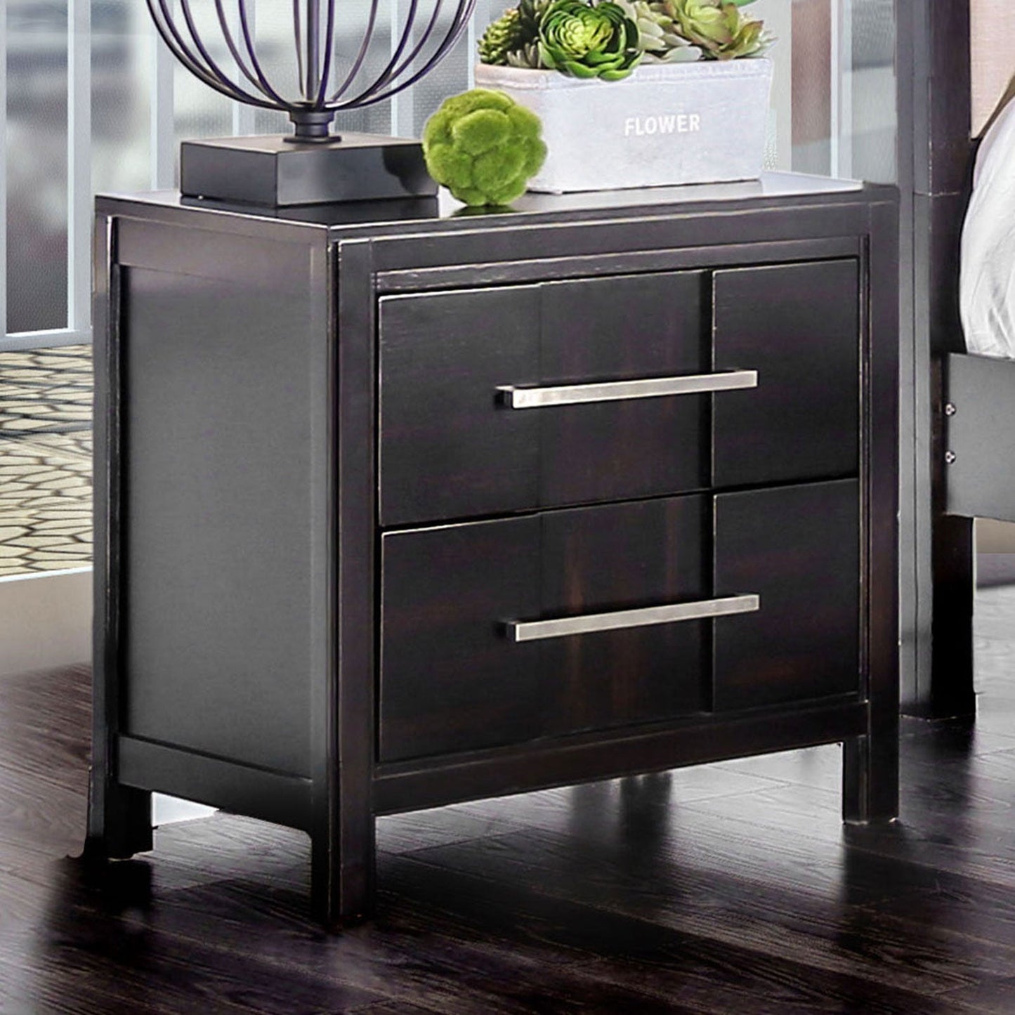 Berenice Espresso Night Stand - ATL FURNITURE