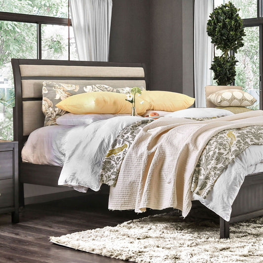 Berenice Gray/Beige E.King Bed - ATL FURNITURE