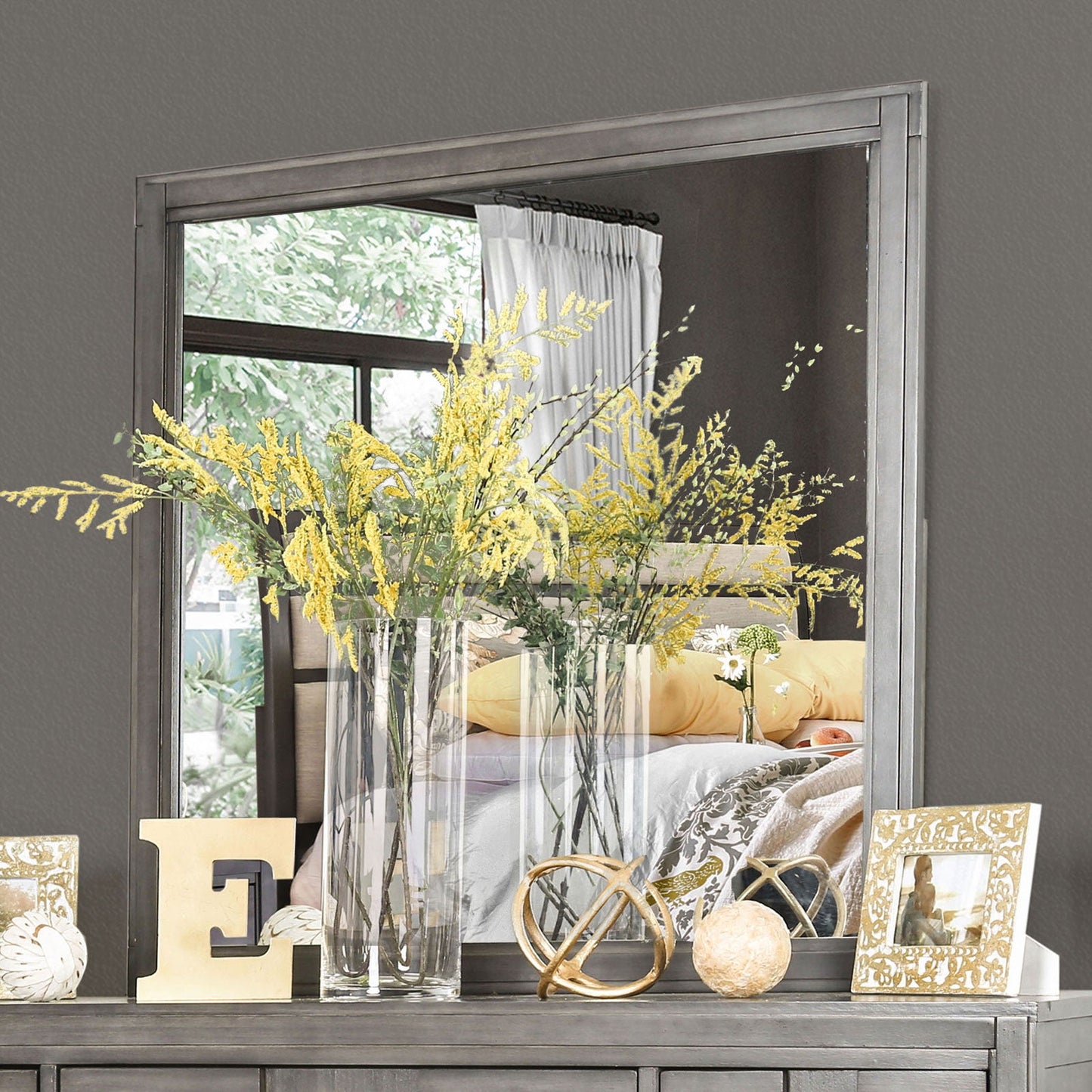 Berenice Gray Mirror - ATL FURNITURE
