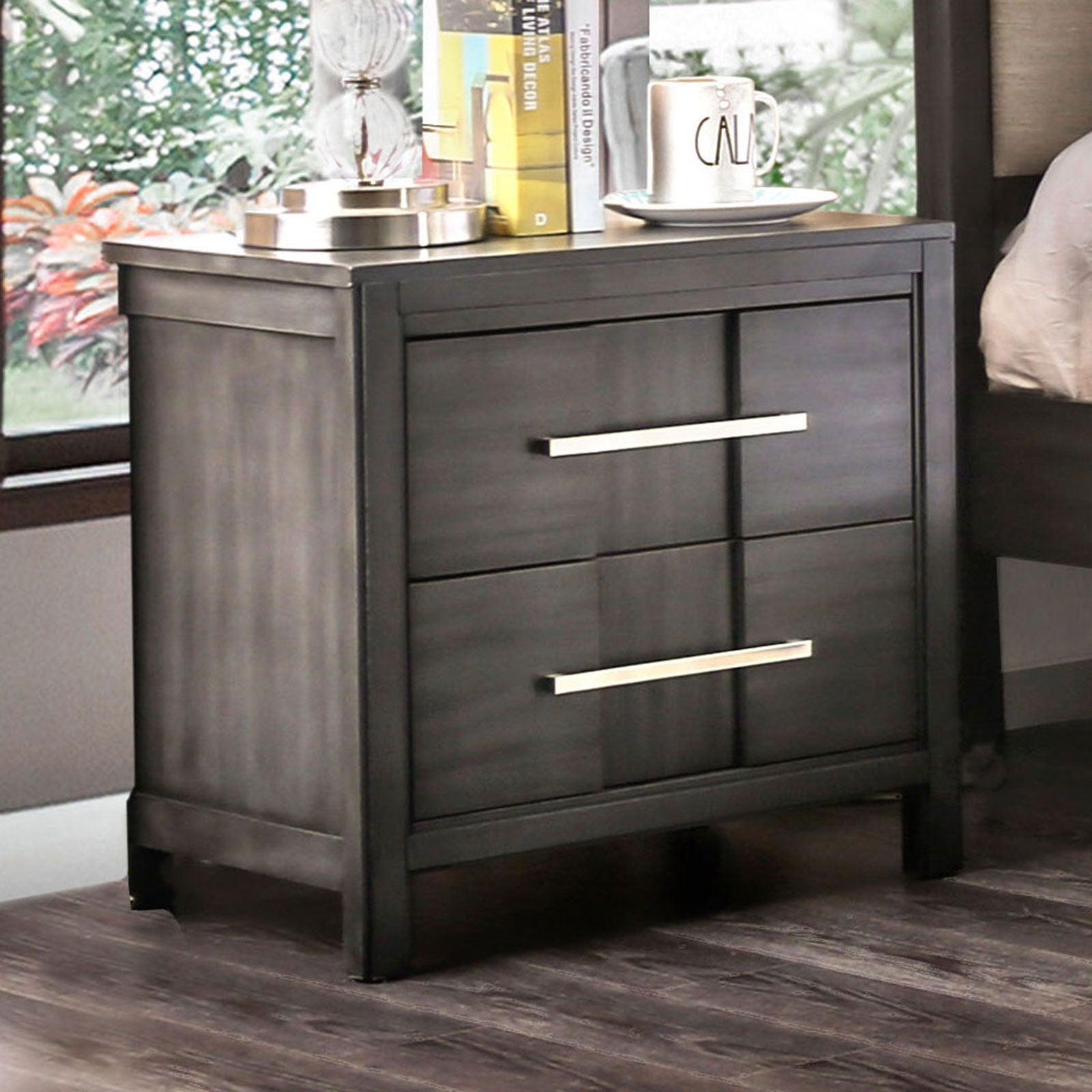 Berenice Gray Night Stand - ATL FURNITURE