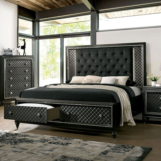 Demetria Metallic Gray E.King Bed - ATL FURNITURE