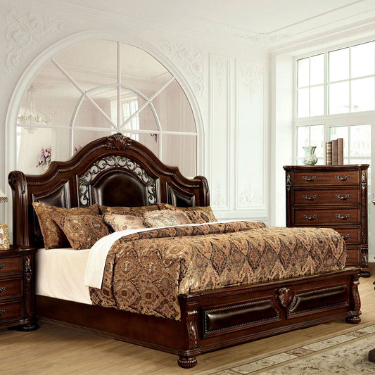 Flandreau Brown Cherry/Espresso E.King Bed - ATL FURNITURE