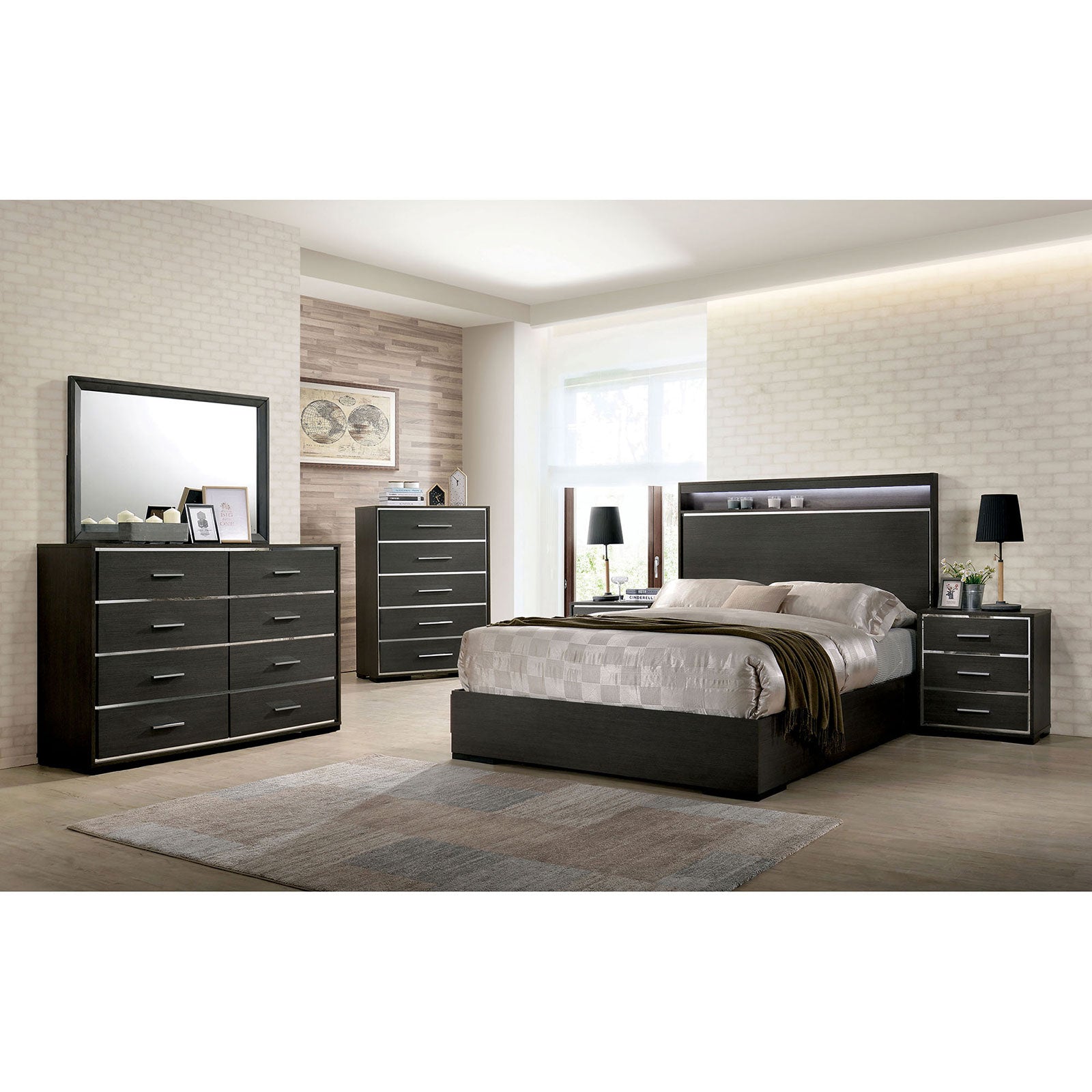 Camryn Warm Gray 5 Pc. Queen Bedroom Set w/ 2NS - ATL FURNITURE