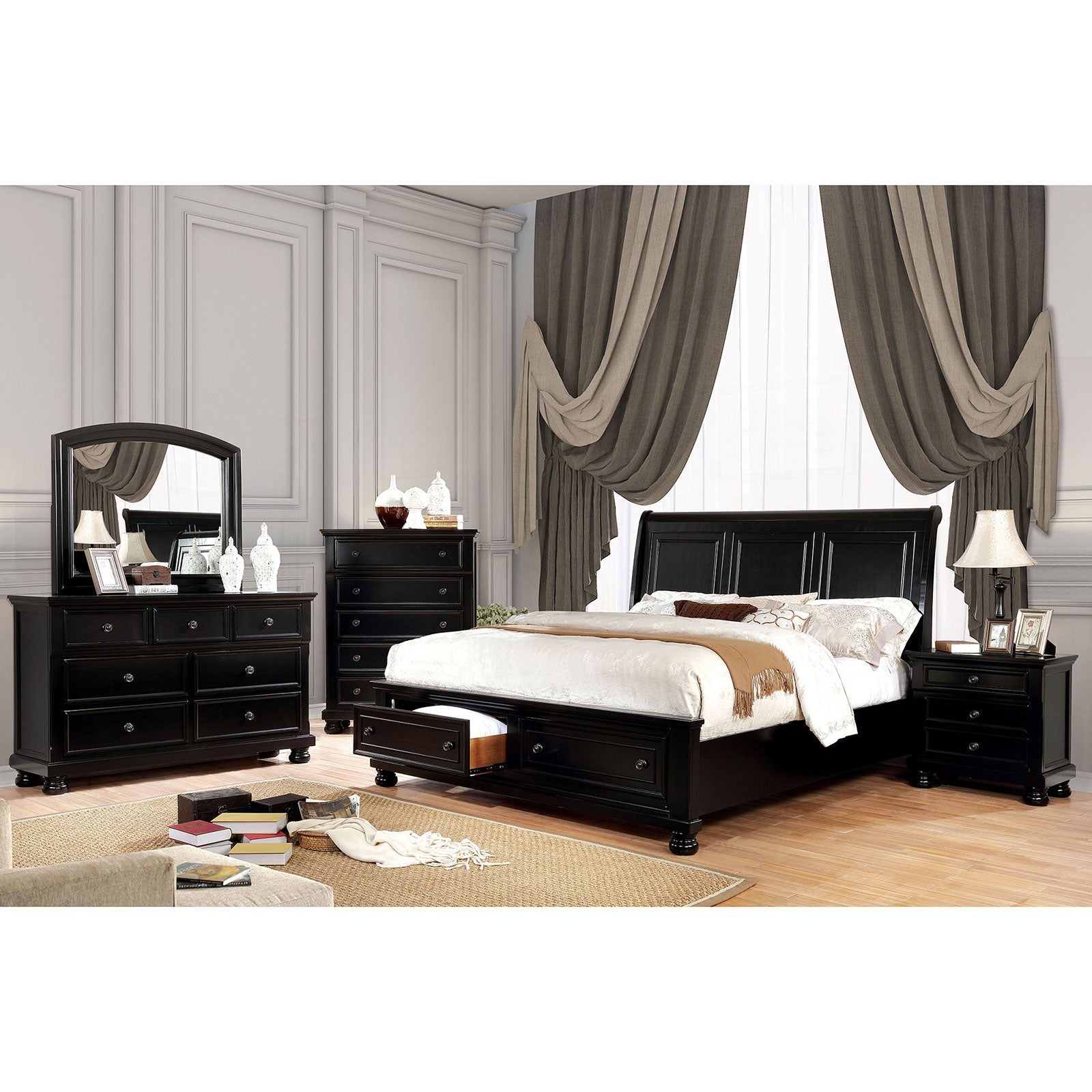 Castor Black 4 Pc. Queen Bedroom Set - ATL FURNITURE