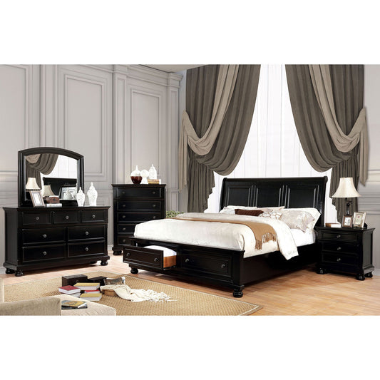 Castor Black 5 Pc. Queen Bedroom Set w/ 2NS - ATL FURNITURE