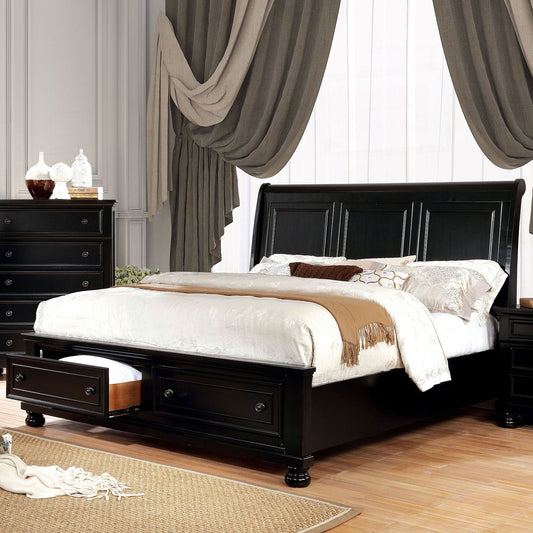 Castor Black E.King Bed - ATL FURNITURE