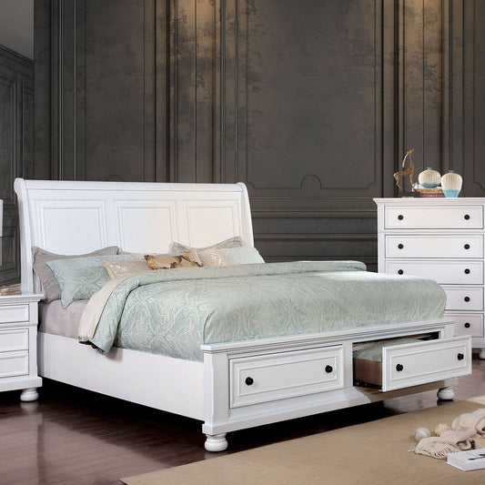 Castor White E.King Bed - ATL FURNITURE