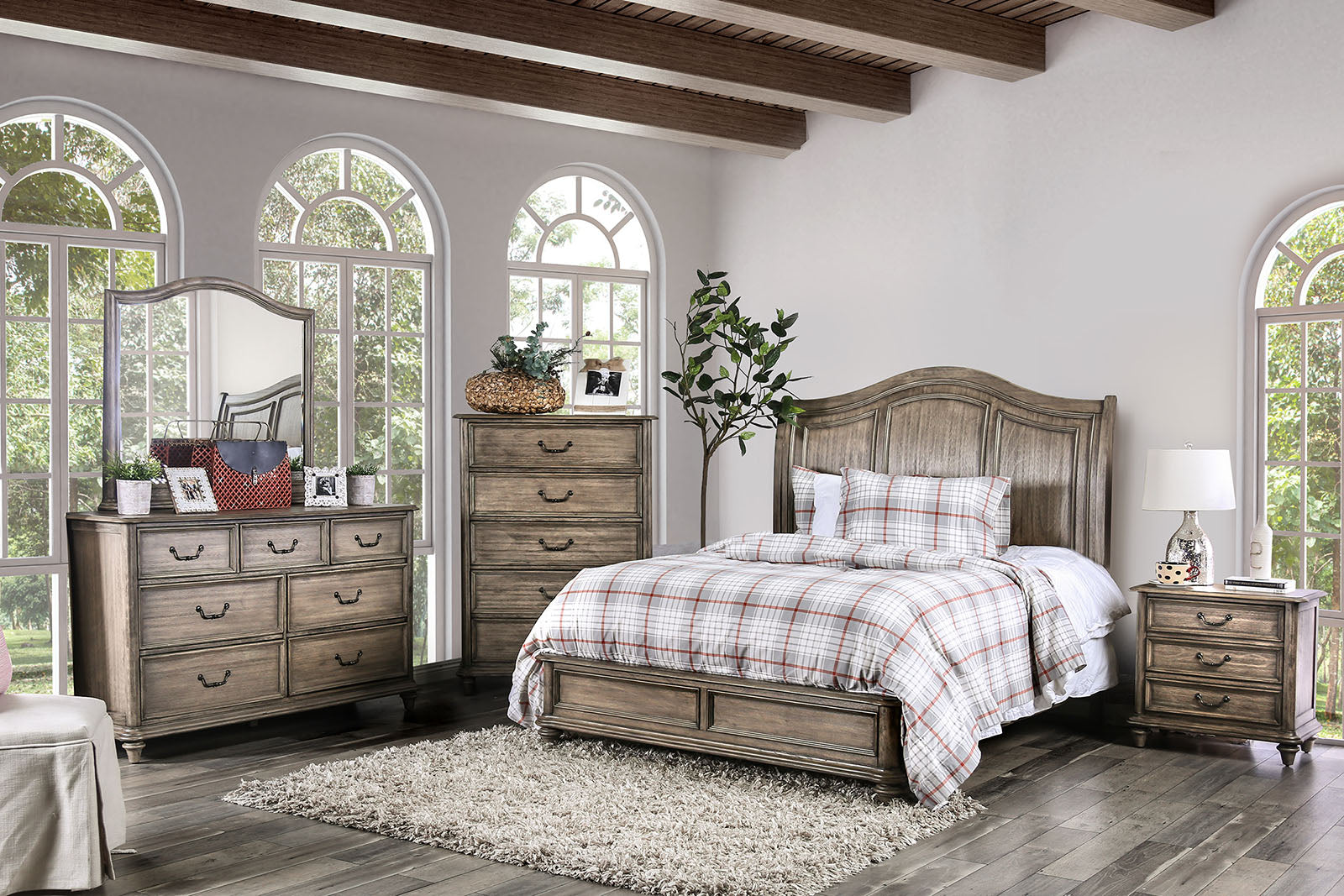 BELGRADE II Rustic Natural Tone 5 Pc. Queen Bedroom Set w/ Chest - ATL FURNITURE