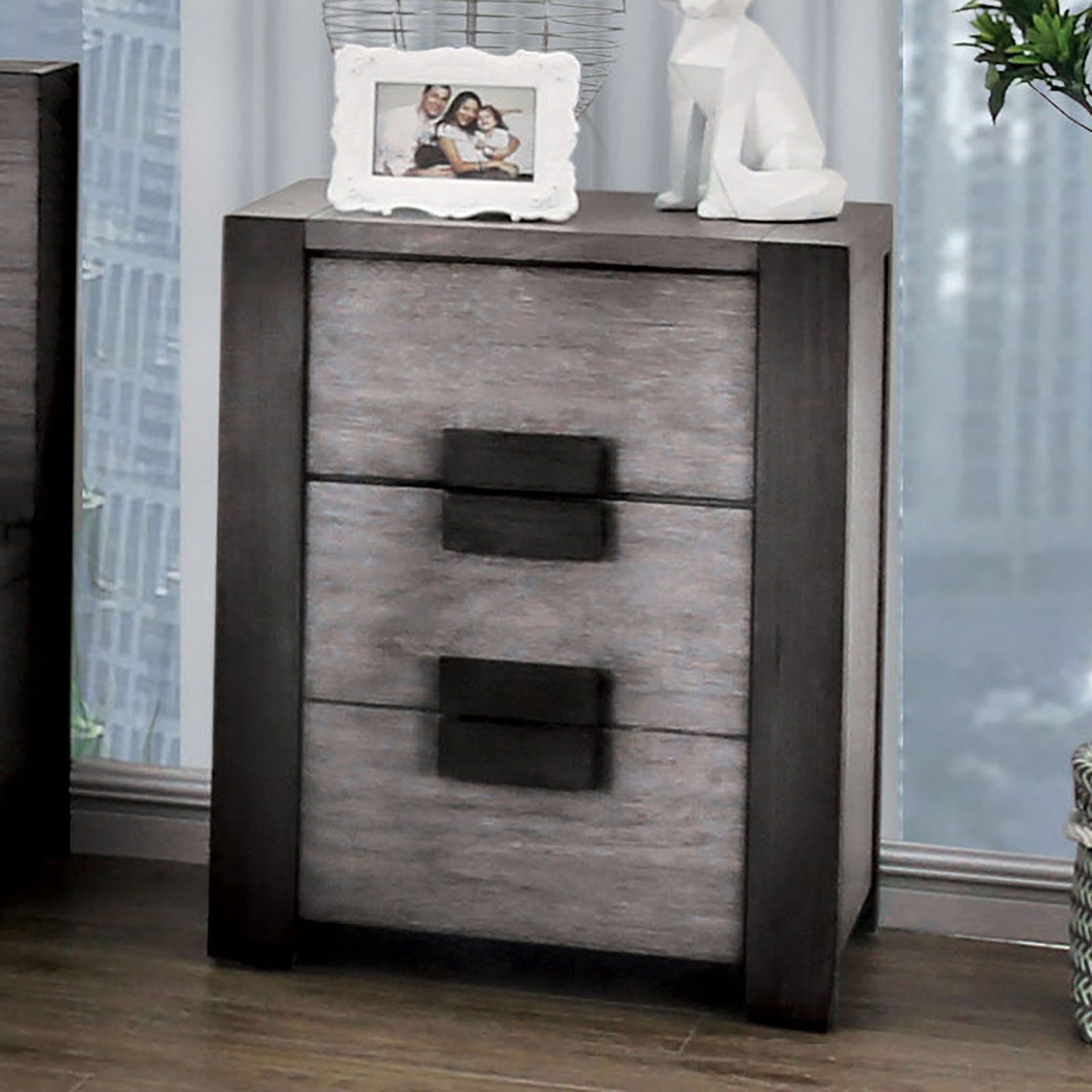 Janeiro Gray Night Stand - ATL FURNITURE