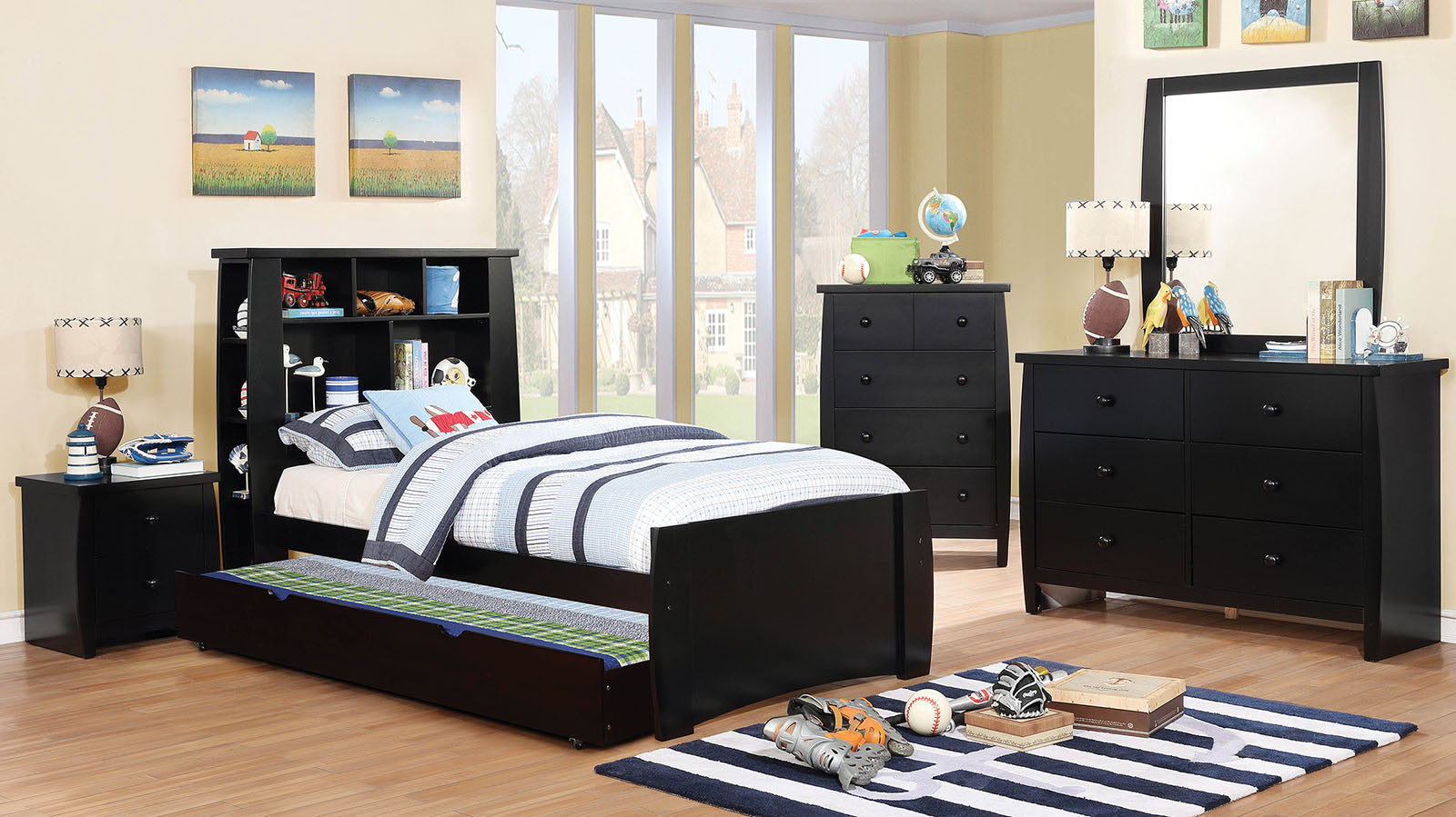 Marlee Black 4 Pc. Twin Bedroom Set - ATL FURNITURE