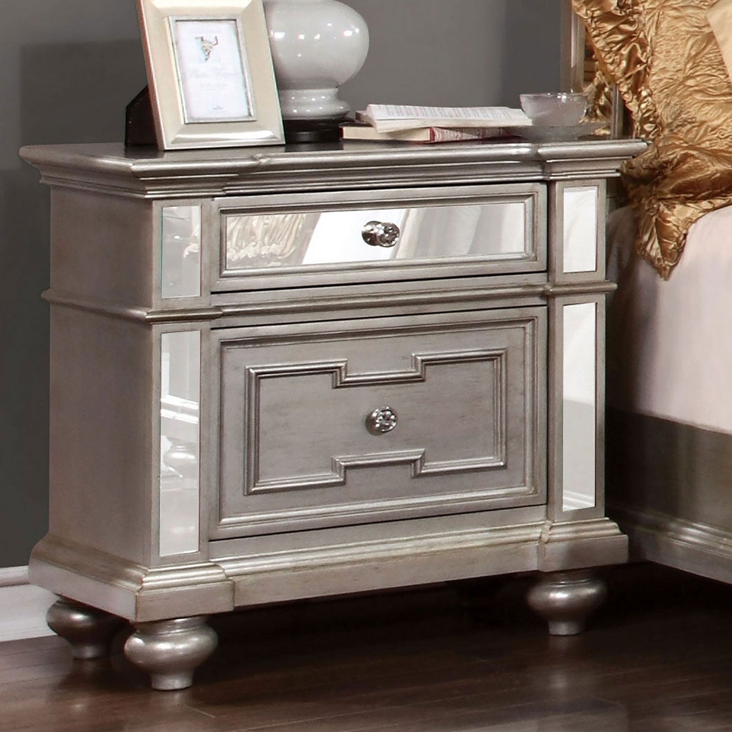 Salamanca Silver Night Stand - ATL FURNITURE