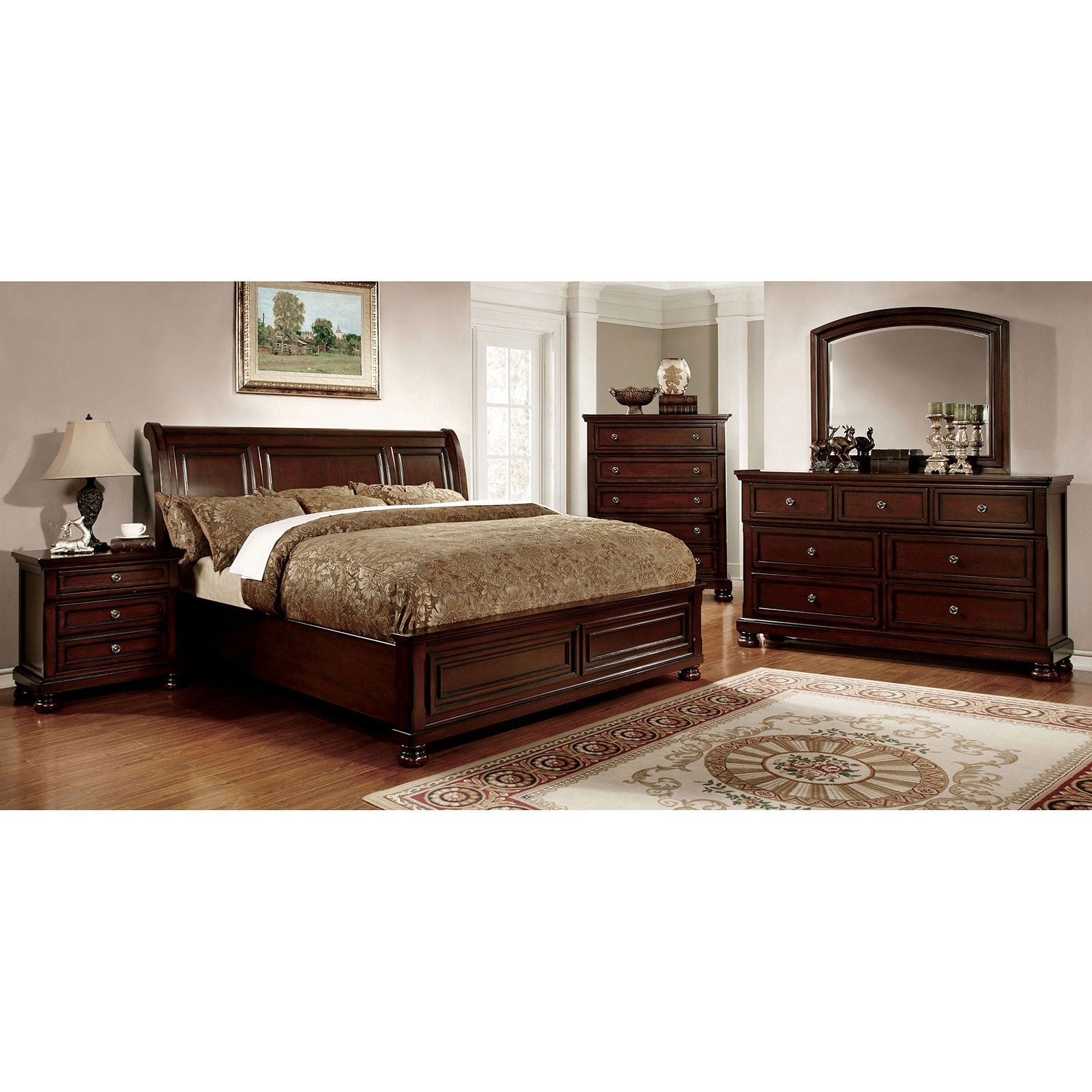 NORTHVILLE Dark Cherry 5 Pc. Queen Bedroom Set w/ Chest - ATL FURNITURE