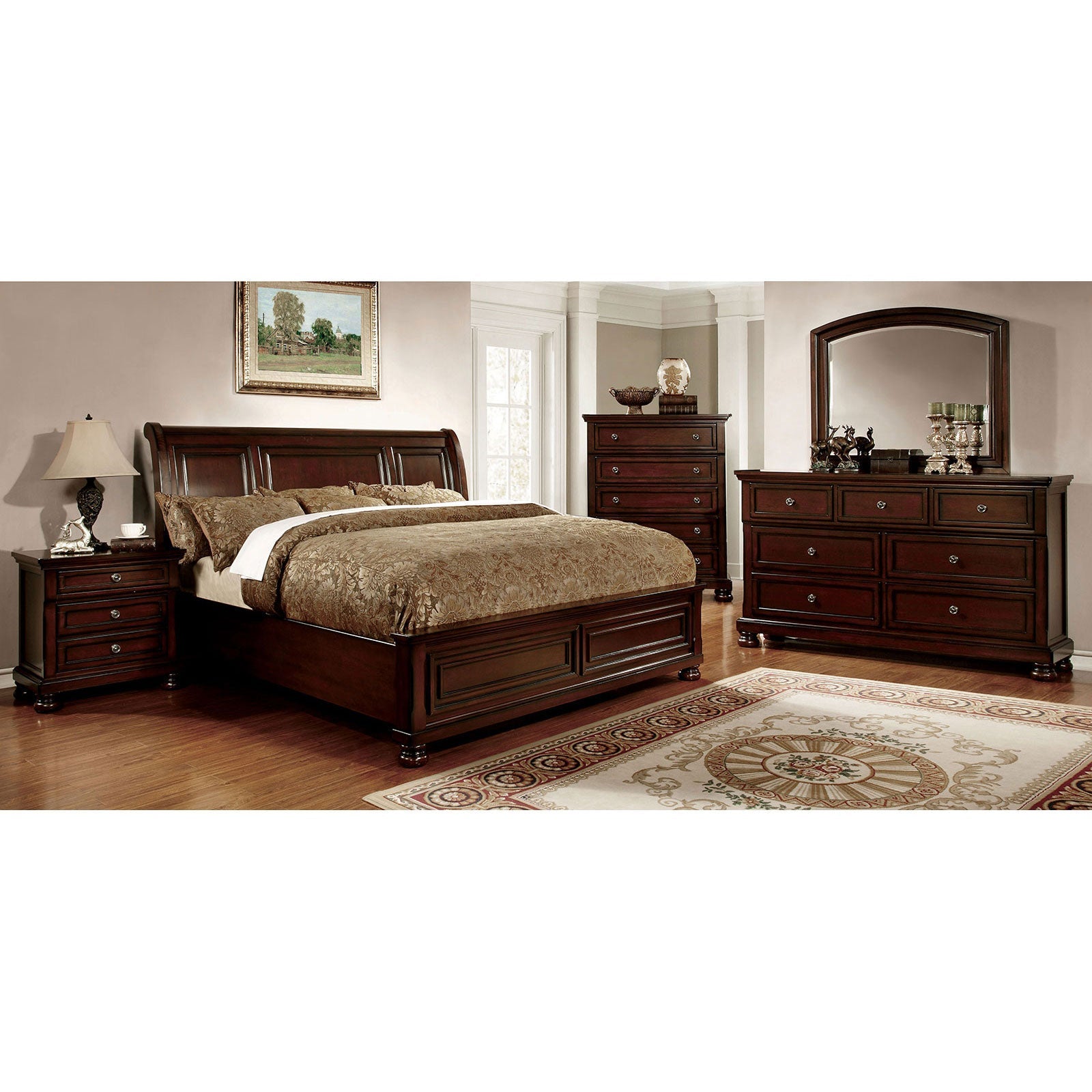 NORTHVILLE Dark Cherry E.King Bed - ATL FURNITURE