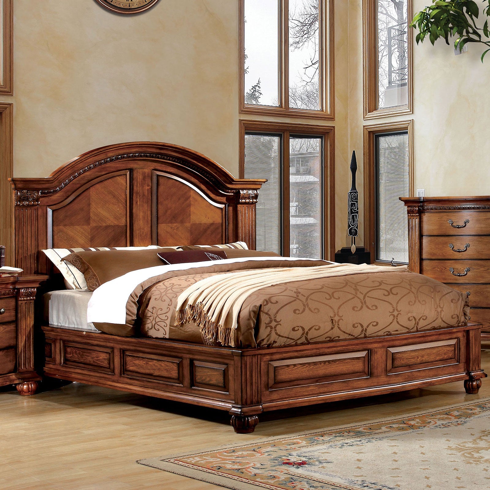 Bellagrand Antique Tobacco Oak Queen Bed - ATL FURNITURE