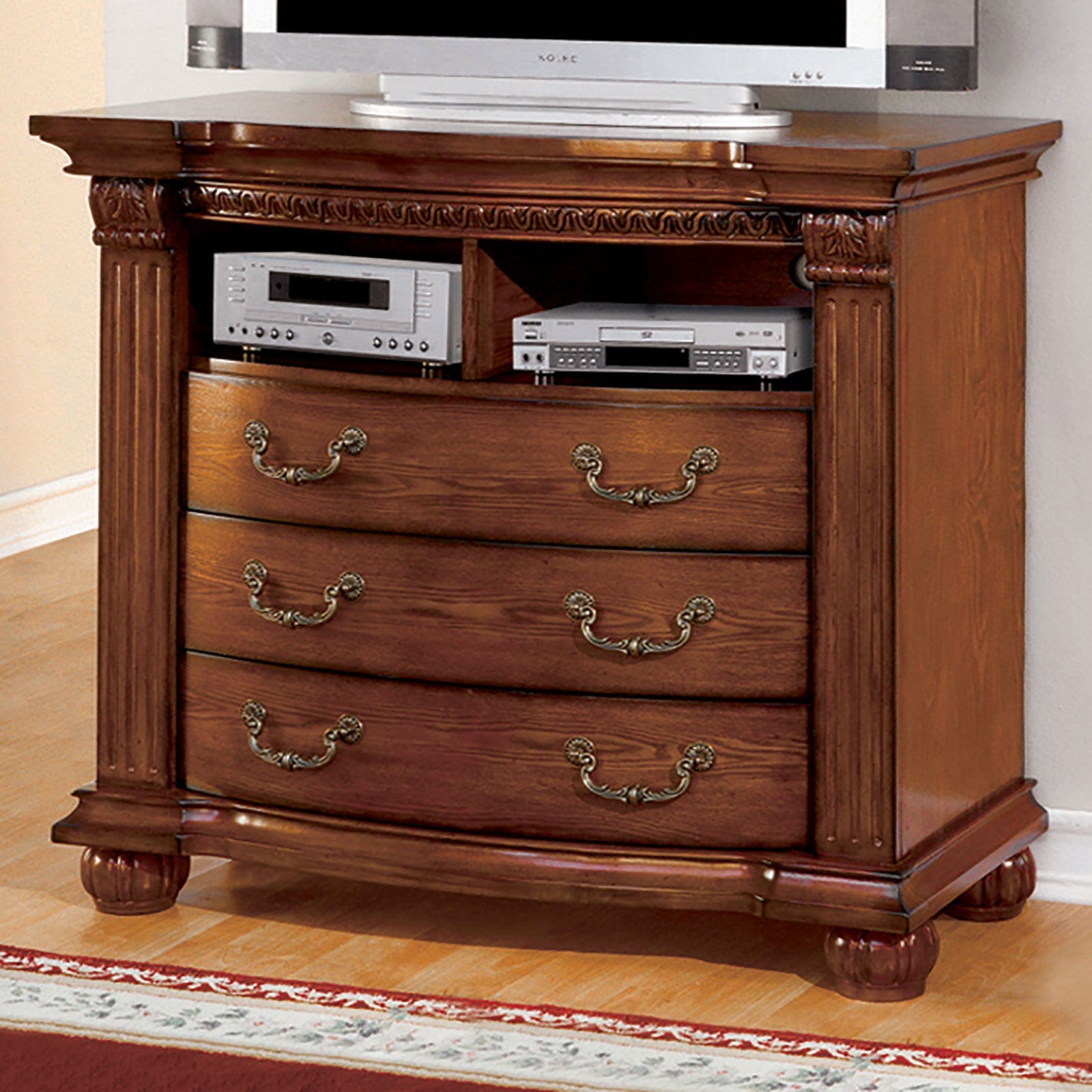 Bellagrand Antique Tobacco Oak Media Chest - ATL FURNITURE