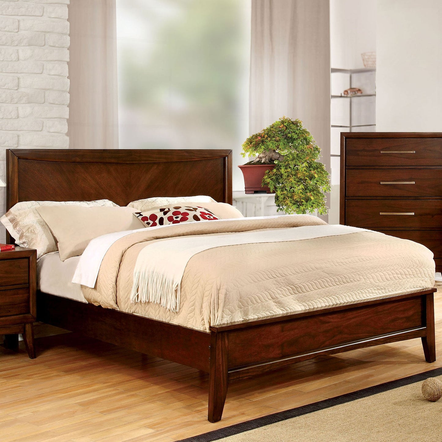 SNYDER Brown Cherry Queen Bed - ATL FURNITURE