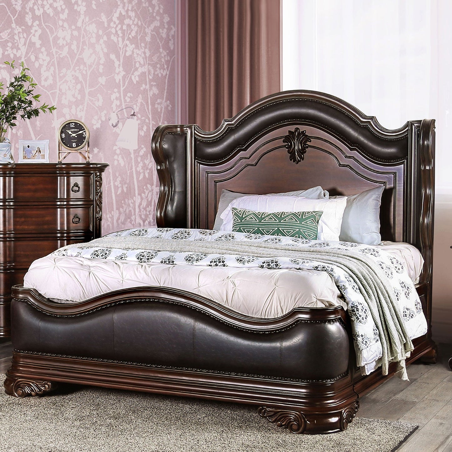 Arcturus Brown Cherry Queen Bed - ATL FURNITURE