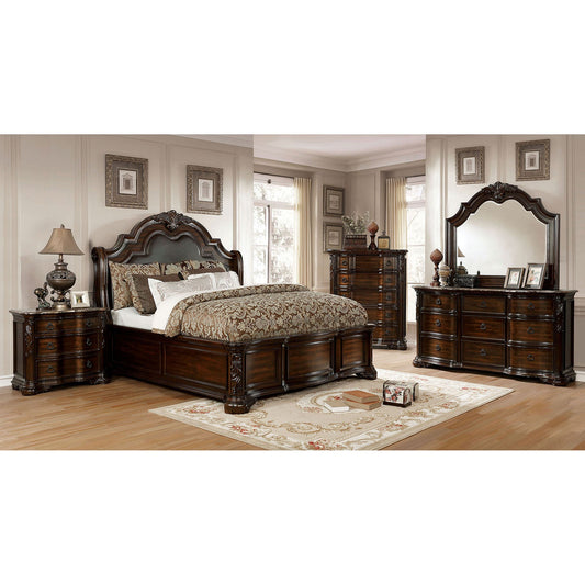 Niketas Brown Cherry/Espresso 5 Pc. Queen Bedroom Set w/ 2NS - ATL FURNITURE