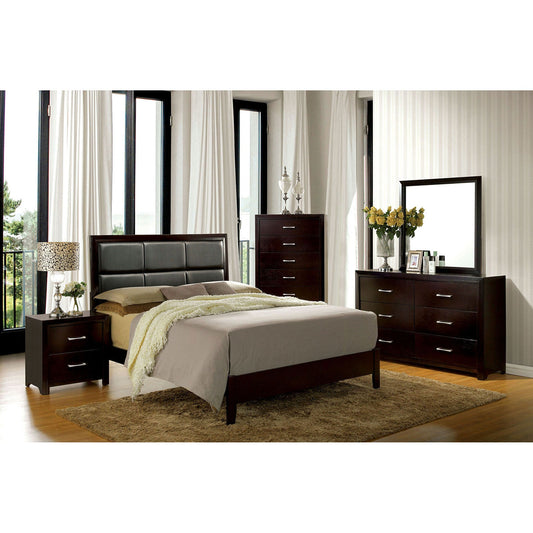 JANINE Espresso 5 Pc. Queen Bedroom Set w/ Chest - ATL FURNITURE