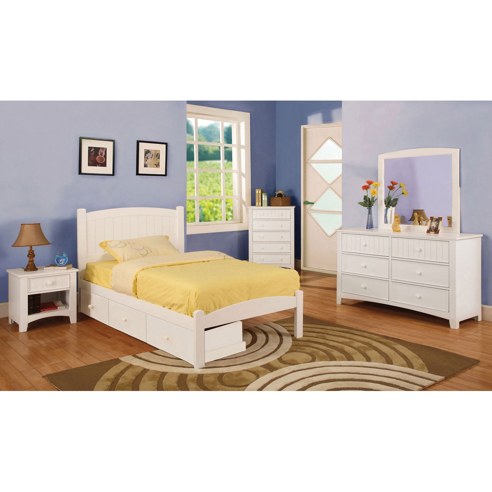 Caren White 4 Pc. Twin Bedroom Set - ATL FURNITURE