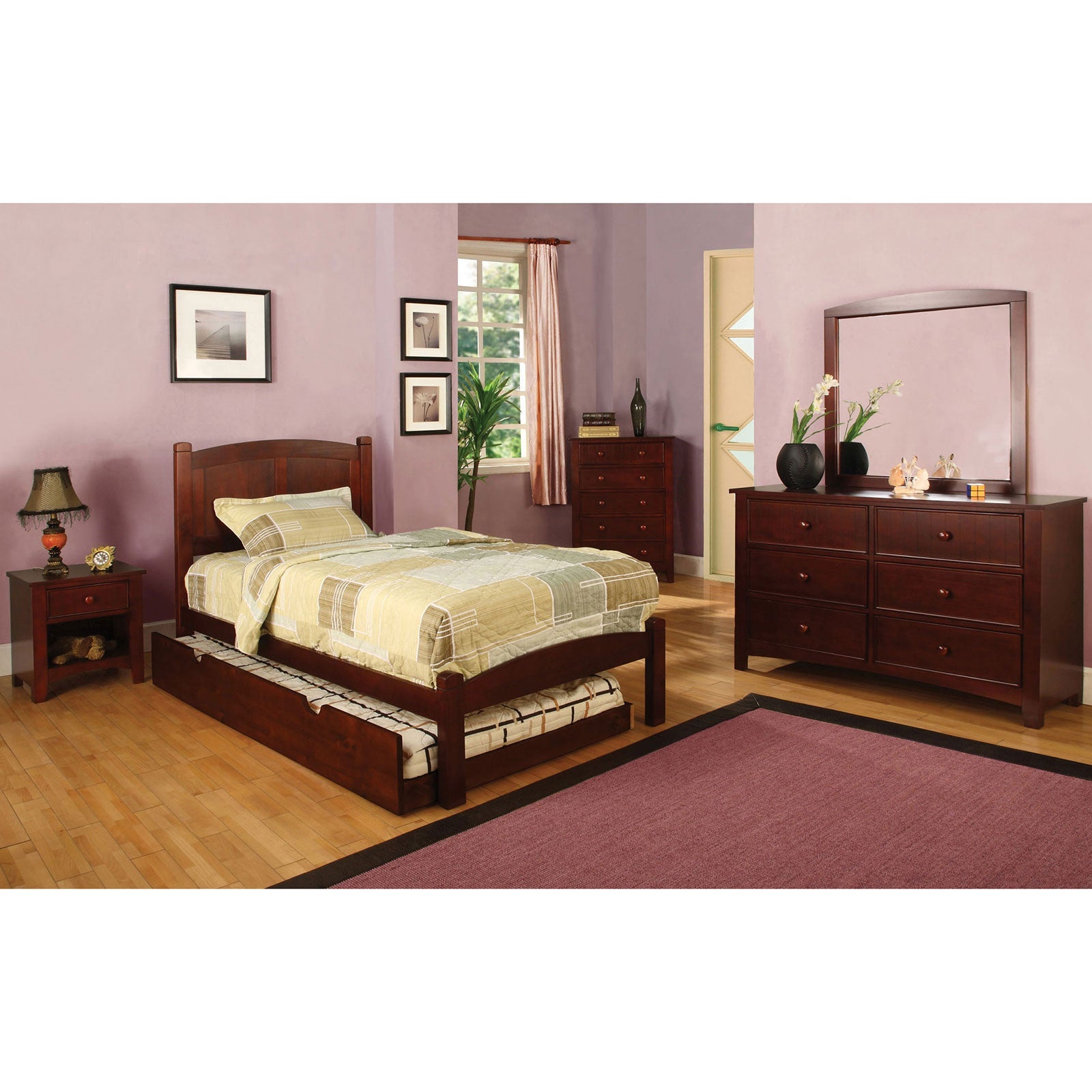 Cara Cherry 4 Pc. Twin Bedroom Set - ATL FURNITURE