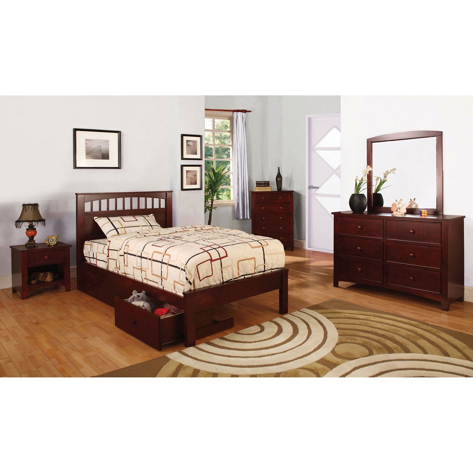 Carus Cherry 4 Pc. Twin Bedroom Set - ATL FURNITURE