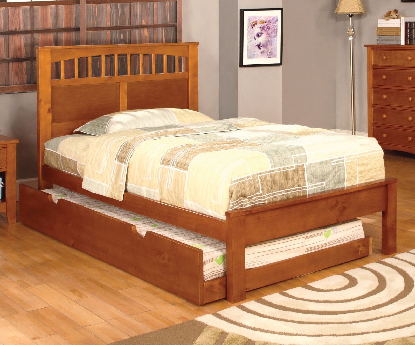 Carus Oak 4 Pc. Twin Bedroom Set - ATL FURNITURE